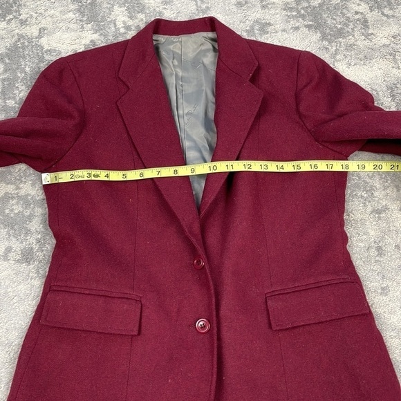Oscar De La Renta Red Wine Wool Blend Blazer Boss Career Holiday Vintage Sz 10 - Picture 5 of 13